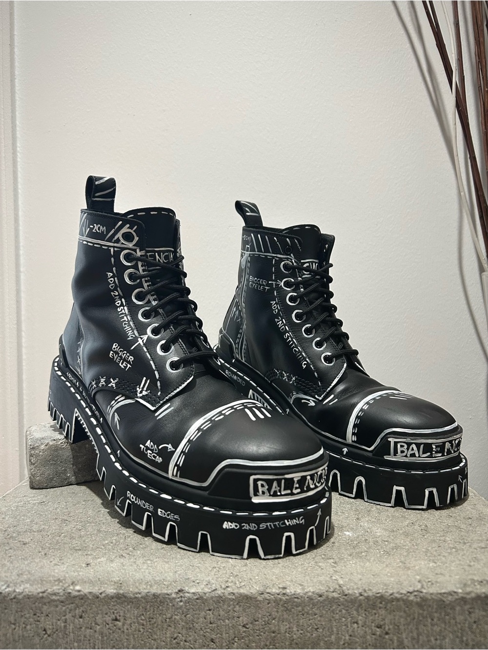 Balenciaga Strike Lace Up Boot “Marker Pen Print” Size 41